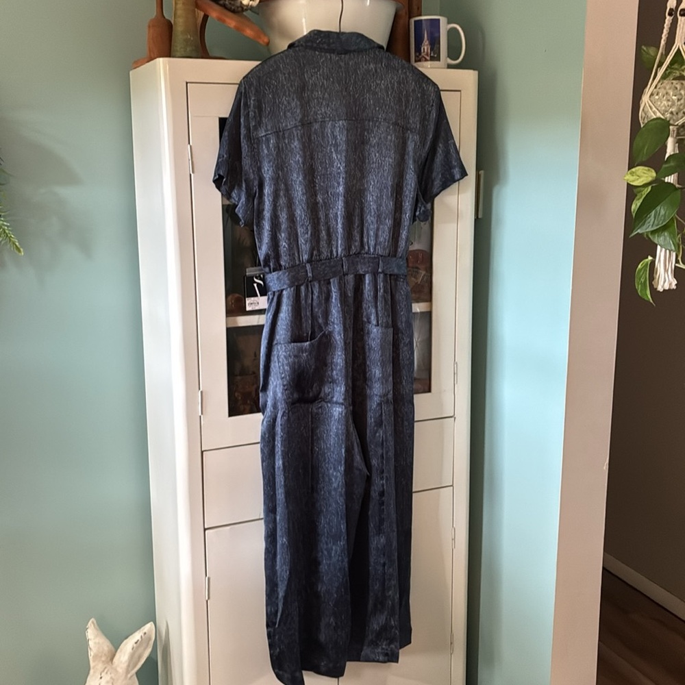 Simply Vera Vera Wang sz XL Cropped Romper Jumpsuit nwt Satiny Denim Look - Picture 5 of 12